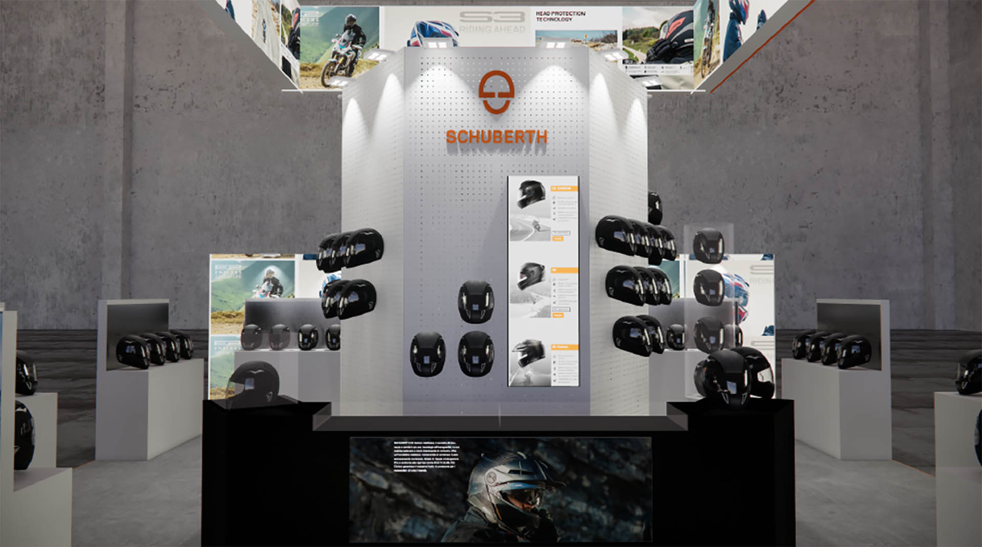 Stand immersivo, concept per fiera del settore motociclistico